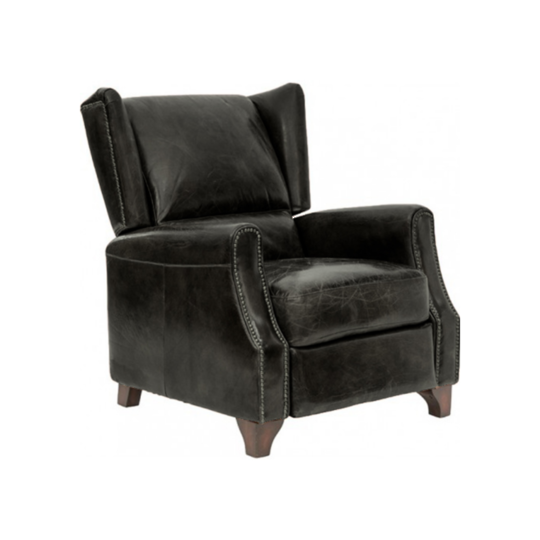 Hastings Aged Italian Leather Recliner Chair Black
